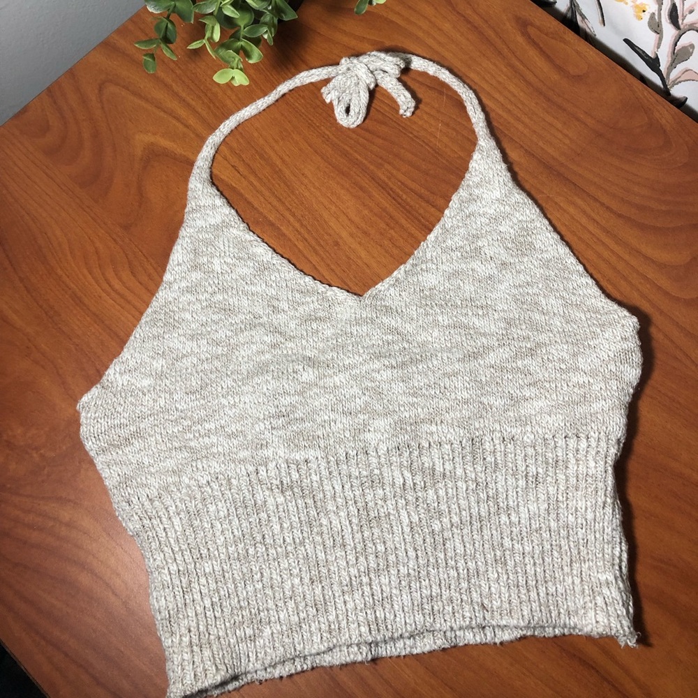 Beige Knit Halter Top